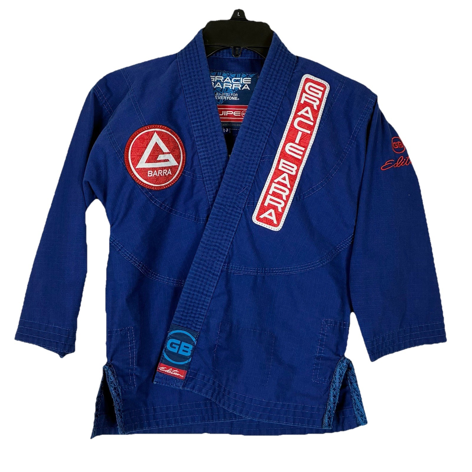 Gracie Barra Kimono Gi Top Youth Y3 Blue Embroidered Jiu Jitsu MMA Canvas