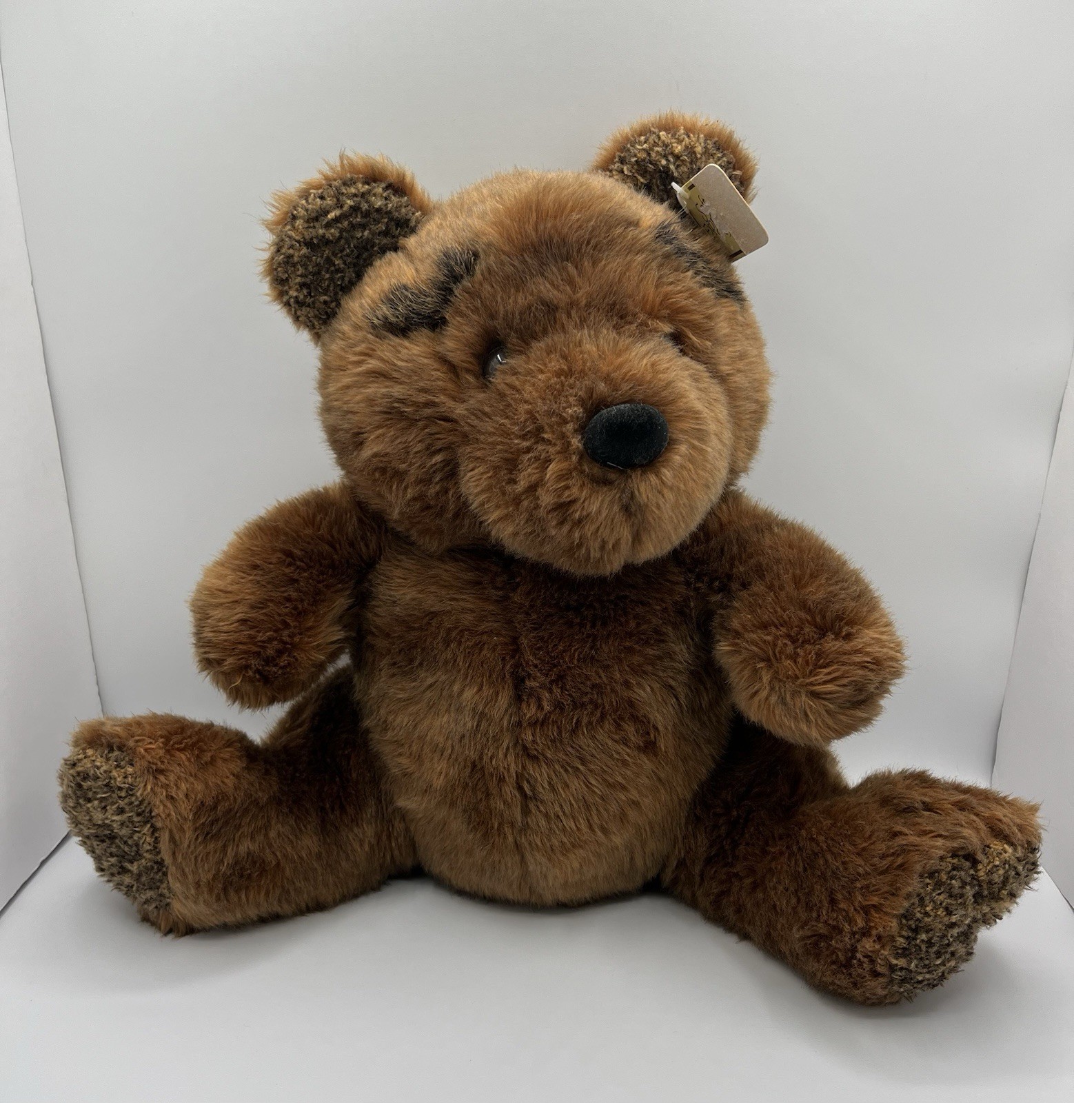 MTY Soft Expressions Brown TEDDY BEAR Black Eyebrows 14" Sitting Plush