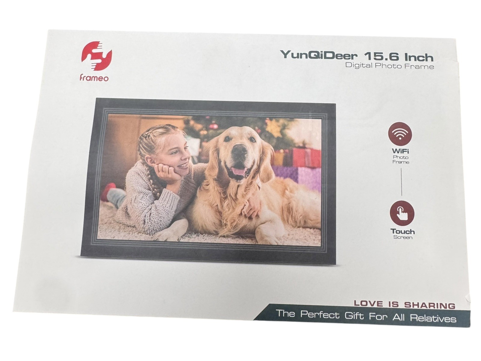 Frameo Digital Photo Frame YunQiDeer 15.6 Inch Black - Open box