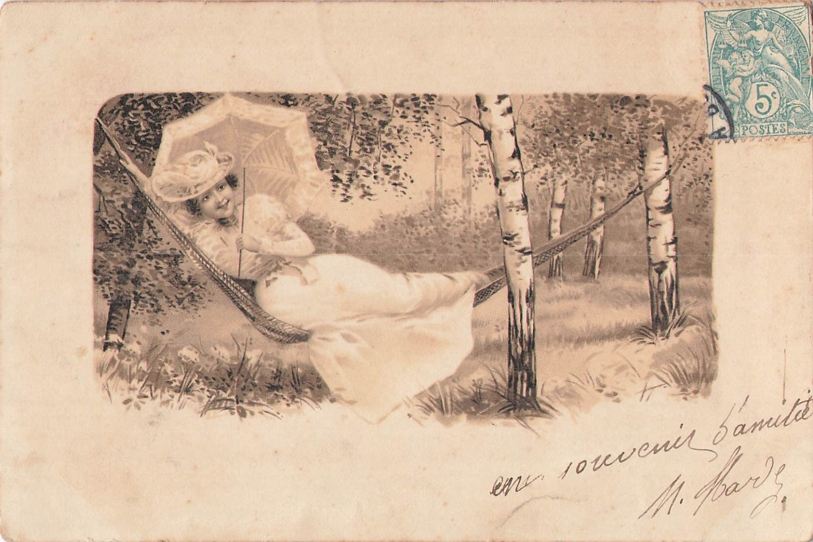 ILLUSTRATED CP women hat umbrella on hammock - 53122