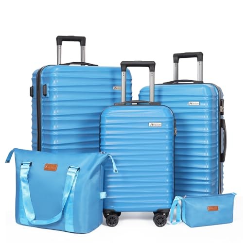 Luggage Set 3 Pieces () -Suitcase Set - Carry on Luggage 20/24/28 5pcs Blue