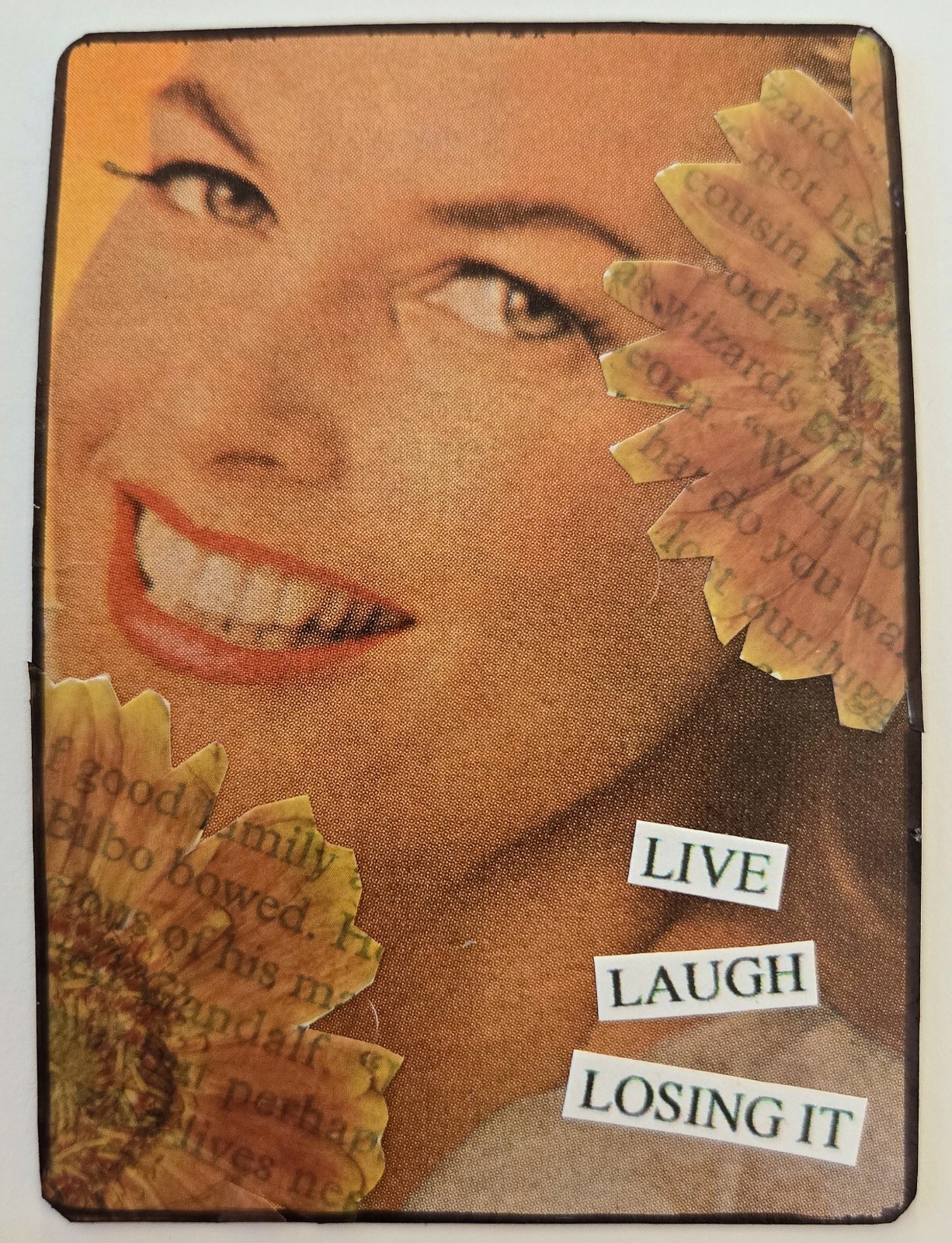 Mixed Media Collage Art Card ACEO ATC Snarky Women LIVE LAUGH LOSING IT 