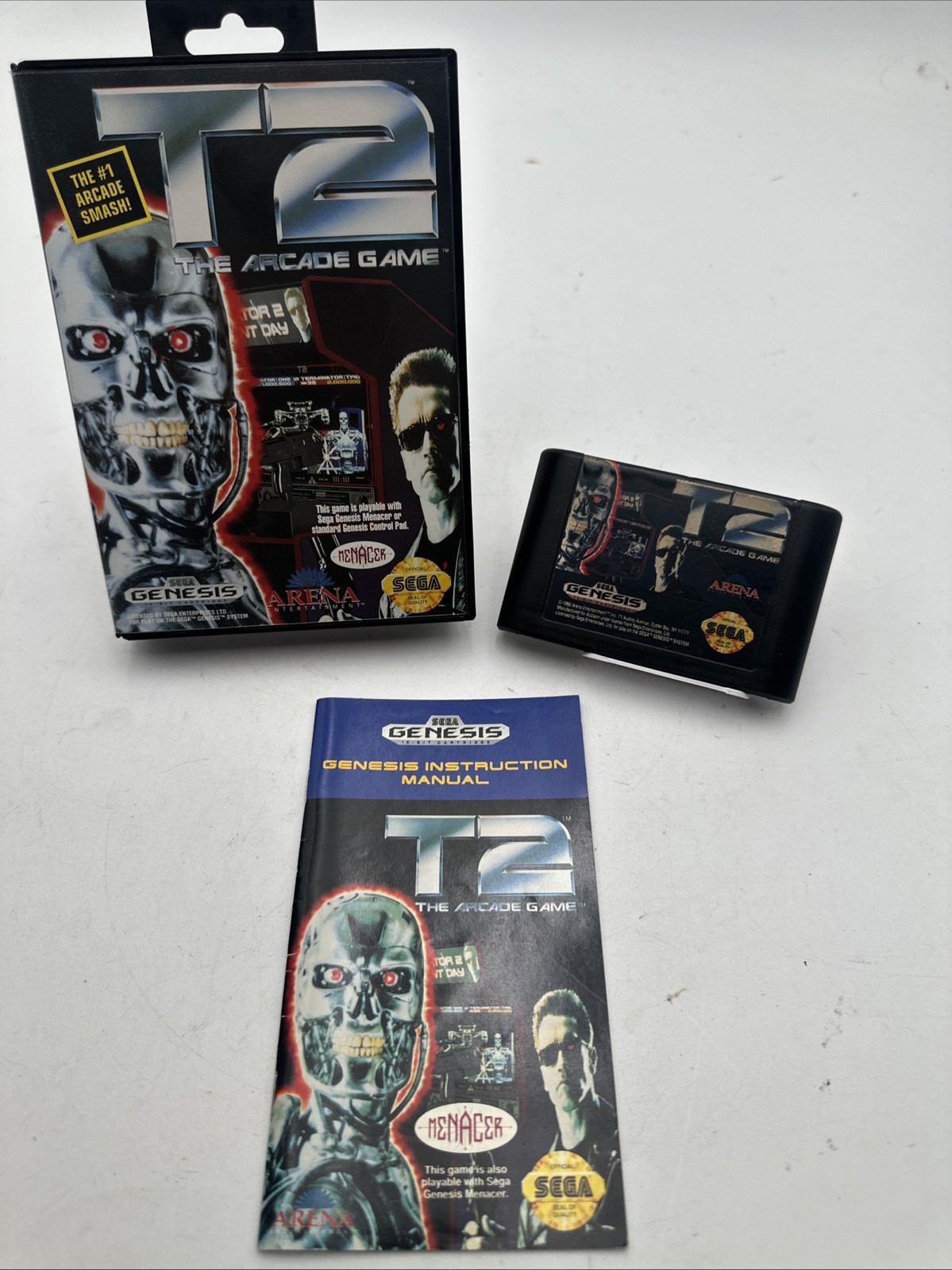 Terminator T2: The Arcade Game (SEGA Genesis, 1992) - Complete w/ Manual / CIB