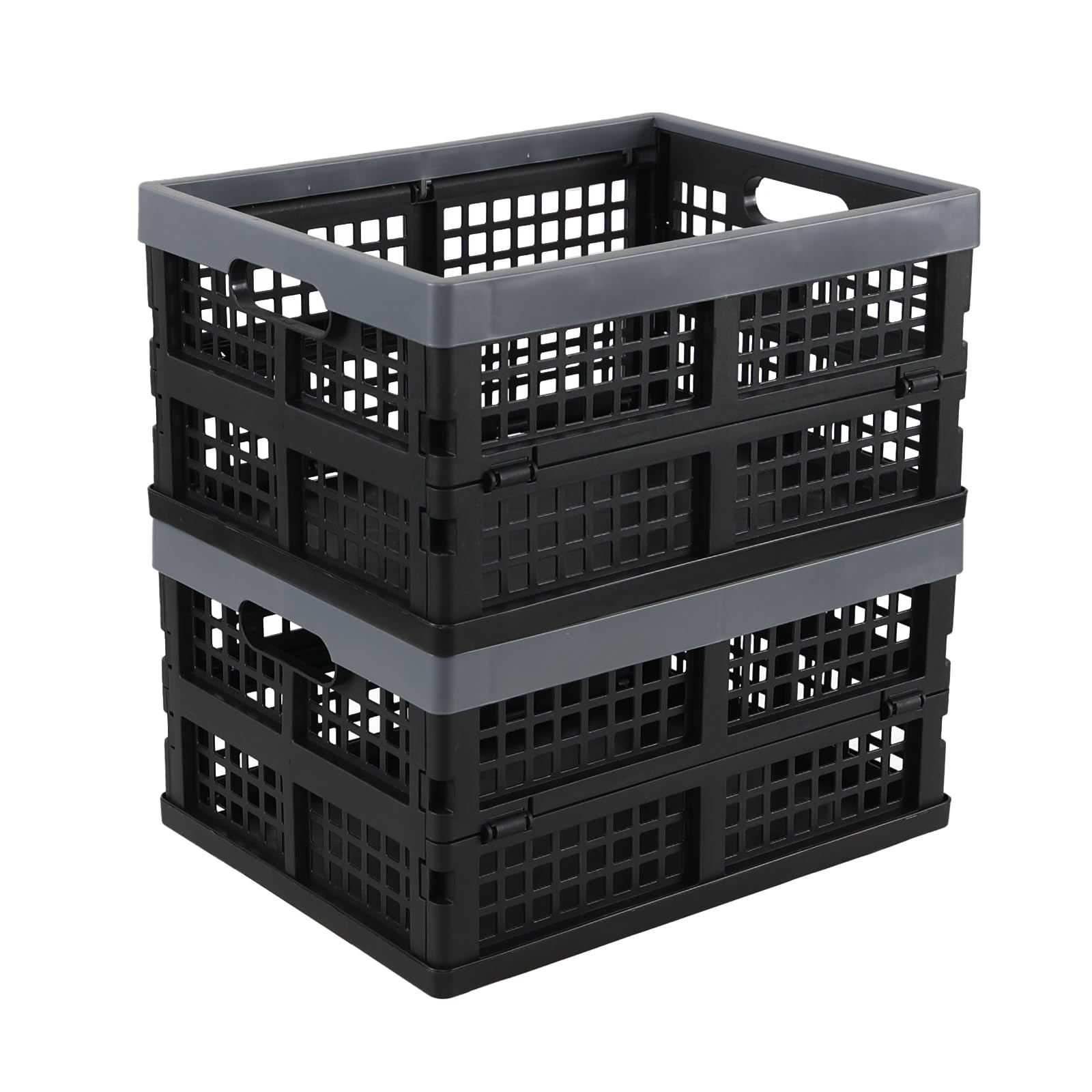 2 Packd Collapsible Crates for Storage, 16 Quart, Plastic Folding Storage Crates