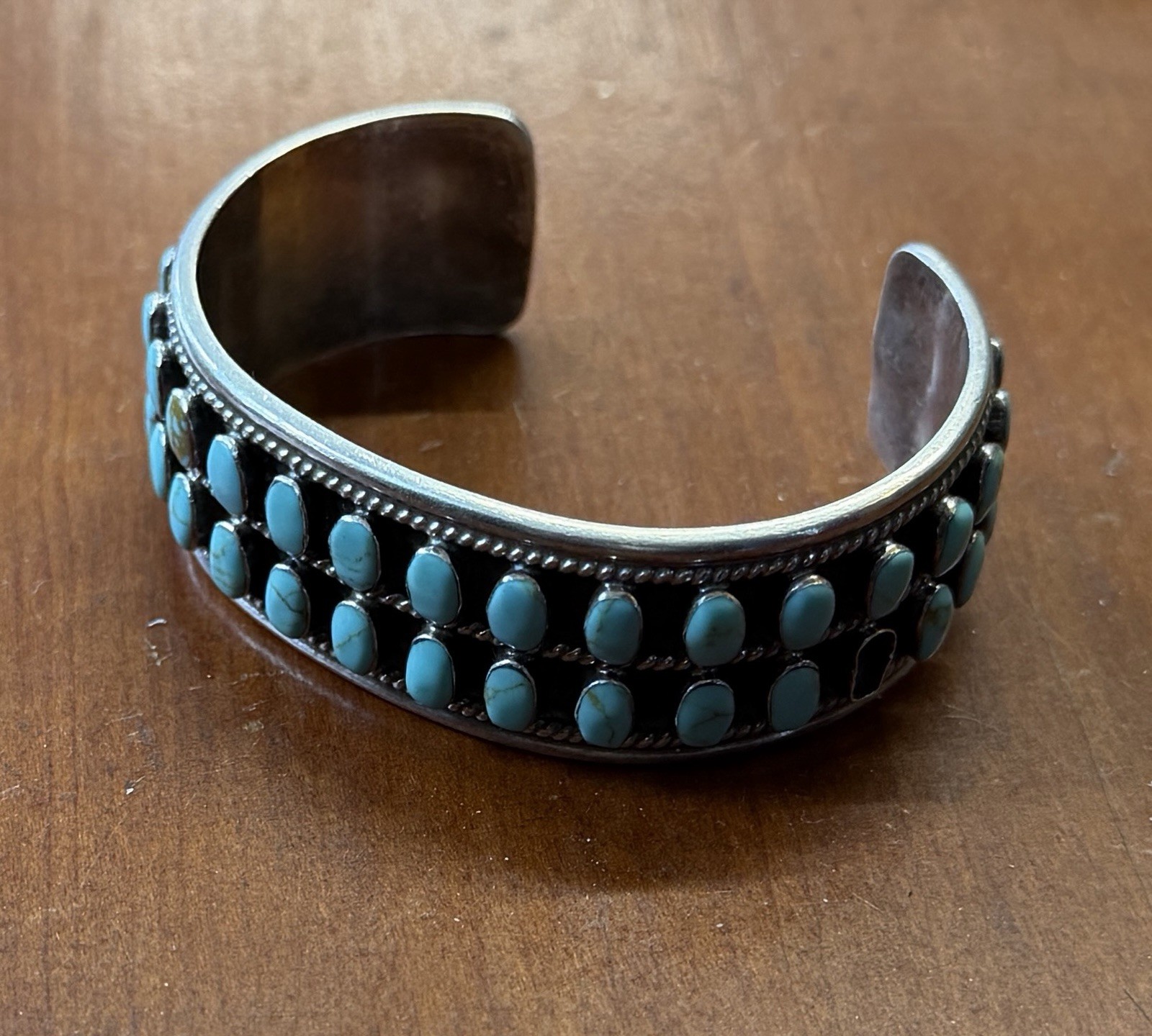 Native American Sterling Silver Cuff 41 Oval Turquoise 54g Single Missing Stone