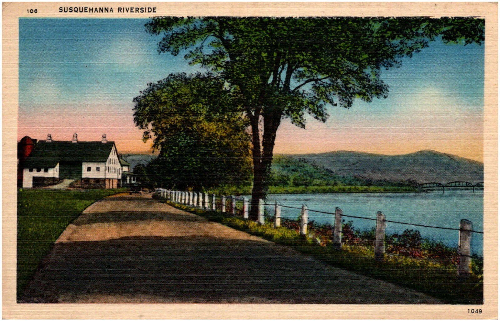 Susquehanna Riverside Scenic View Barn Pennsylvania PA 1945 Linen Postcard