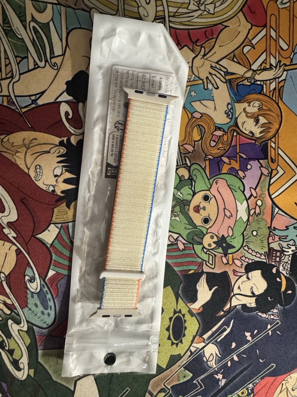 Apple Nylon Strap Beige with Orange & Blue Accents for Apple Watch