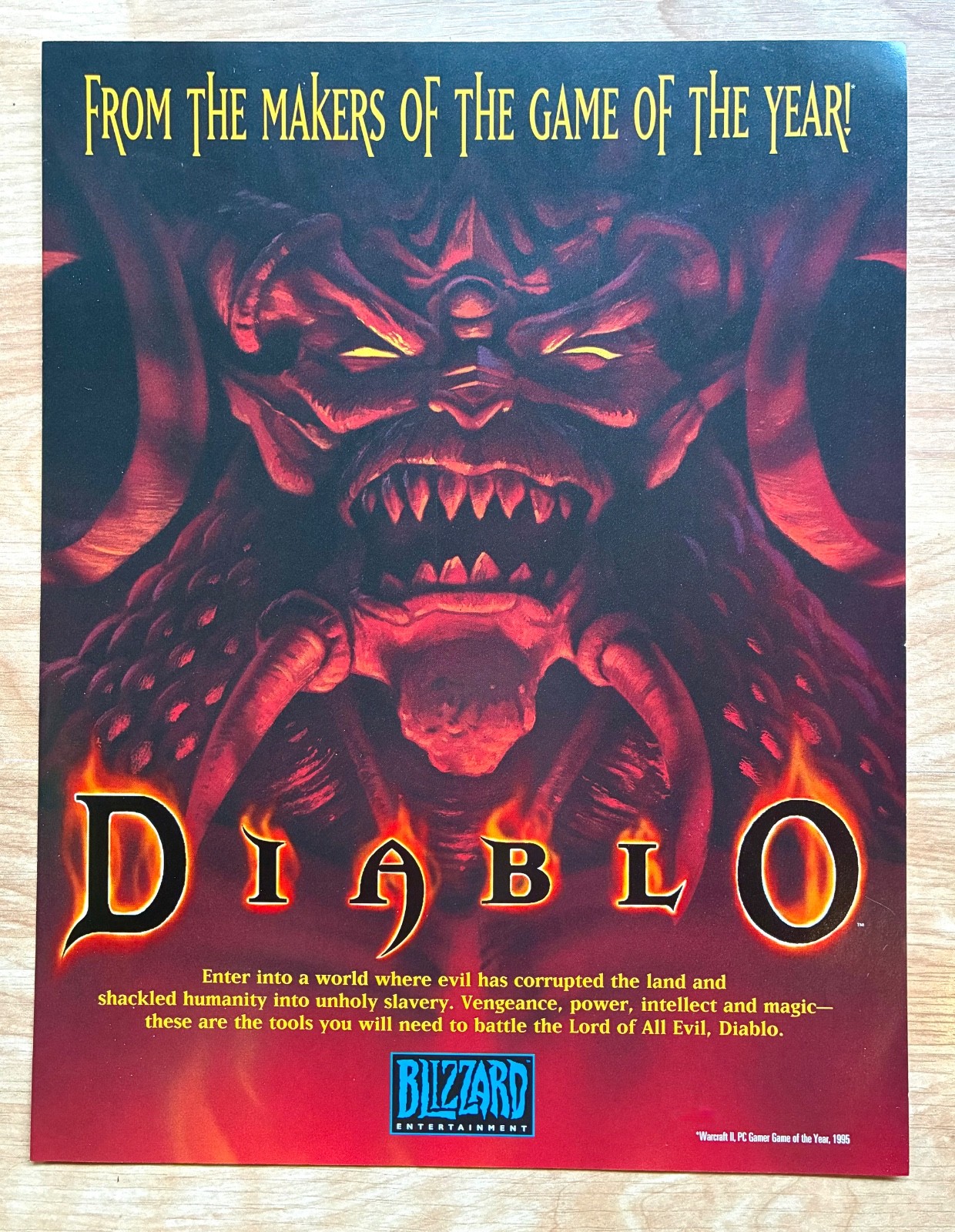 Blizzard DIABLO I Videogame Pre-Release Promo Flyer (1996?) Rare!