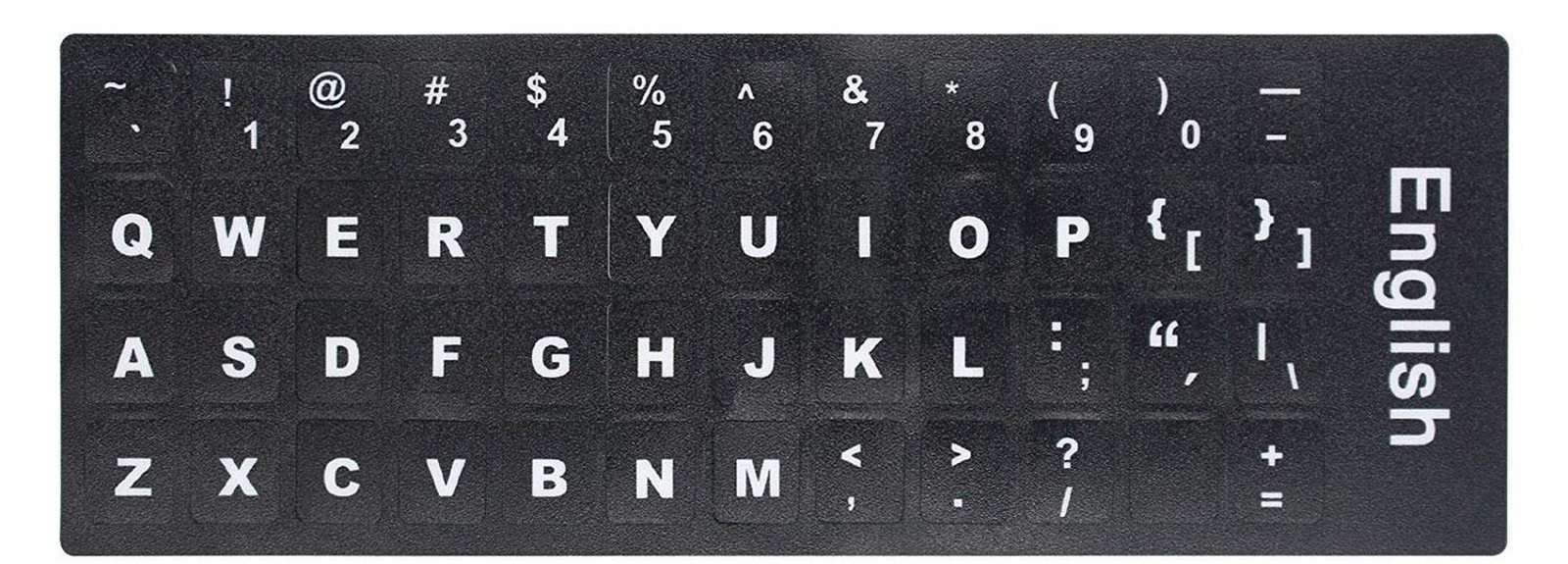 2 PCS English Keyboard Stickers with Non-Transparent Black Background & White...