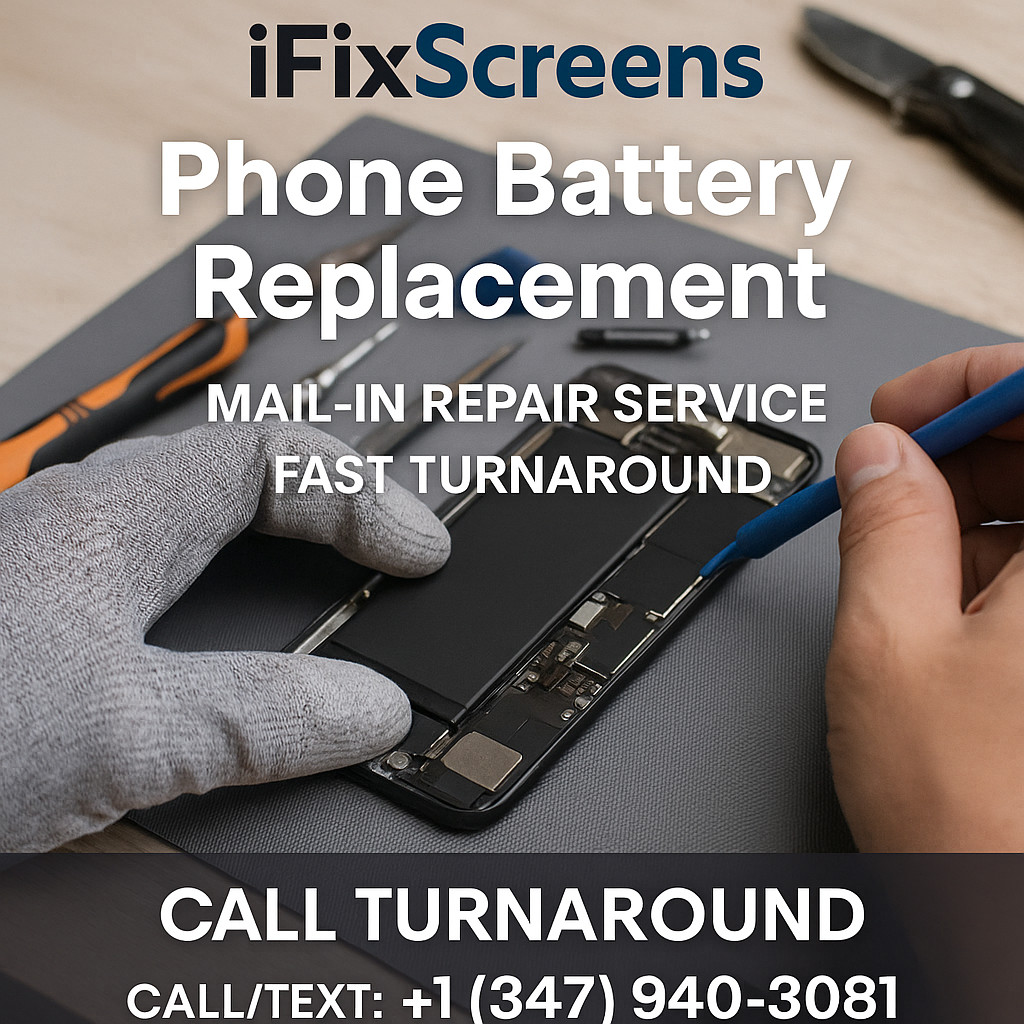 “iPhone & Samsung Battery Replacement – Mail-In Service – Fast 24hr Turnaround”