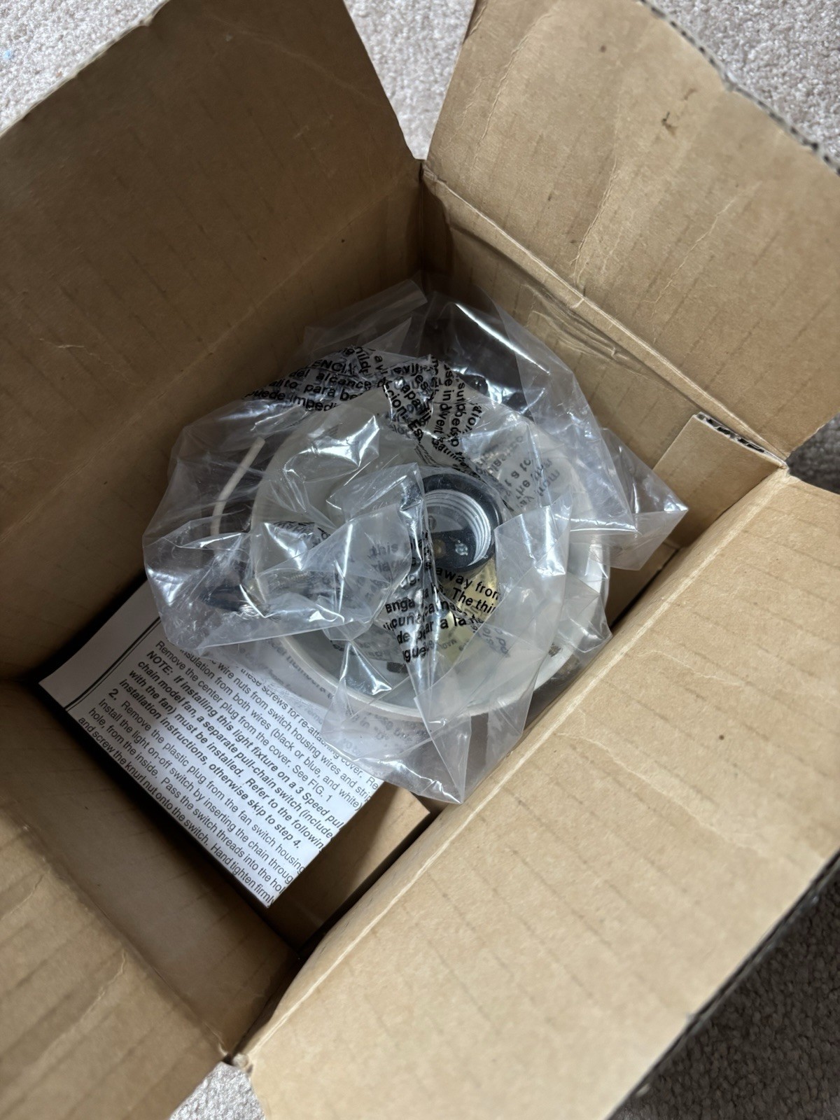 New Open Box Casablanca K1-9 4” Single Light Fitter Classic White Finish 