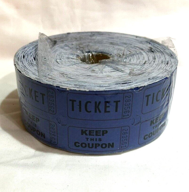 Raffle Tickets 4.5 Inch Roll of 1000 Double Stub Blue