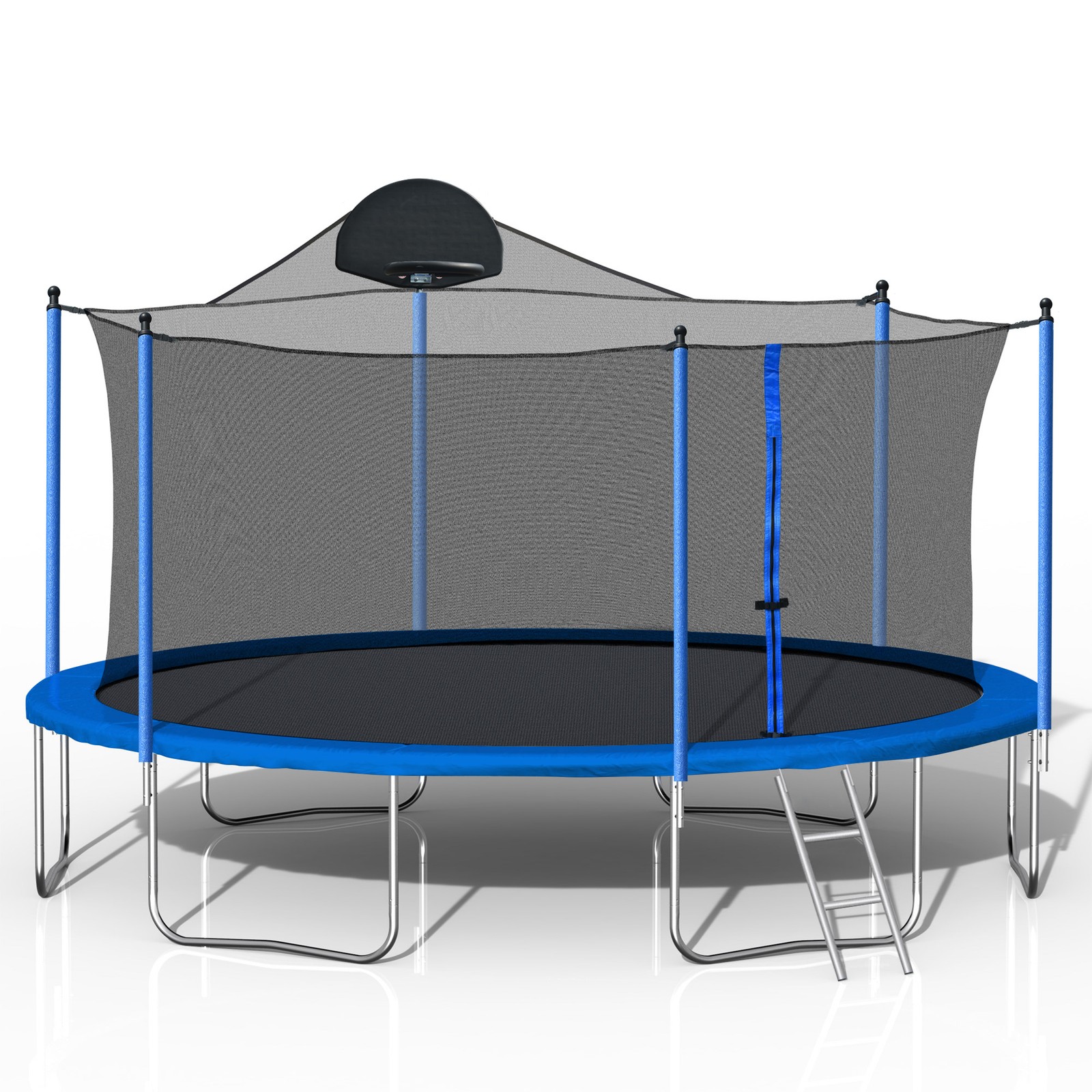 14FT Trampoline with Safety Enclosure Net Spring Pad Ladder Basketball Hoop US