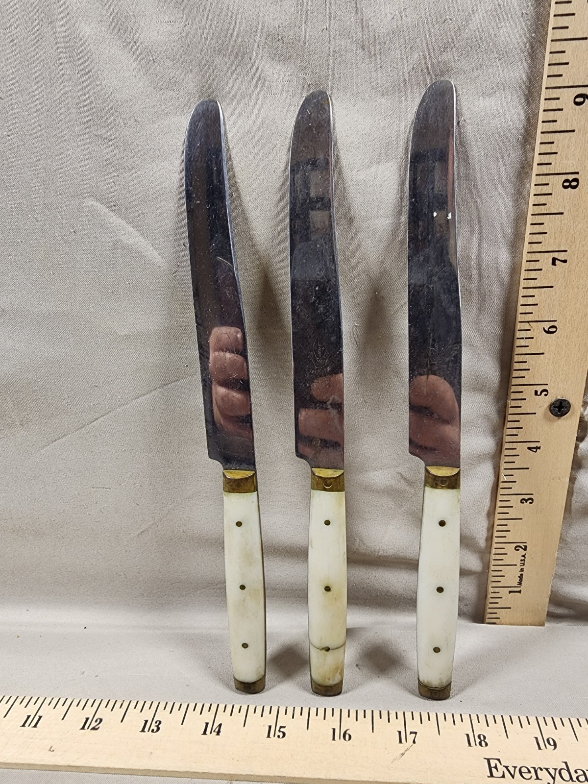 Antique Lot Of 3 Bone Handle Knife Great Shape No Cracks