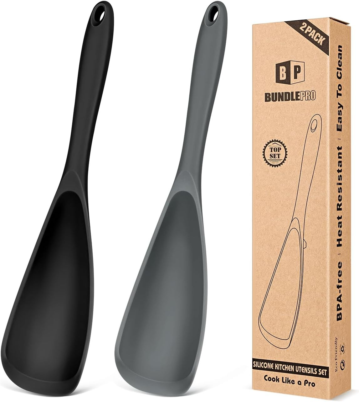 Pack of 2 Cooking Spoons for Non Stick Cookware, Multifunction Spatula Spoon Bpa
