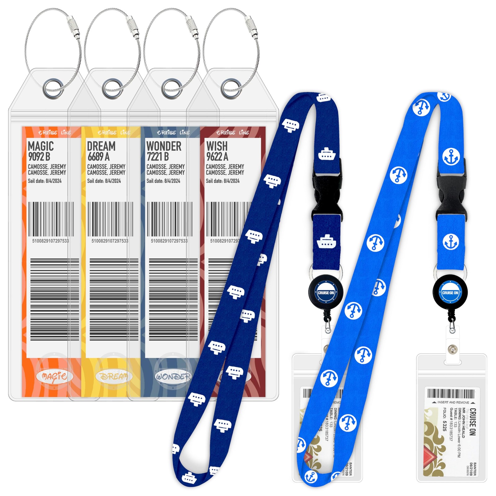 Cruise On Disney Cruise Luggage Tag Holders (4 Pack) & Lanyards (2 Pack) – La...