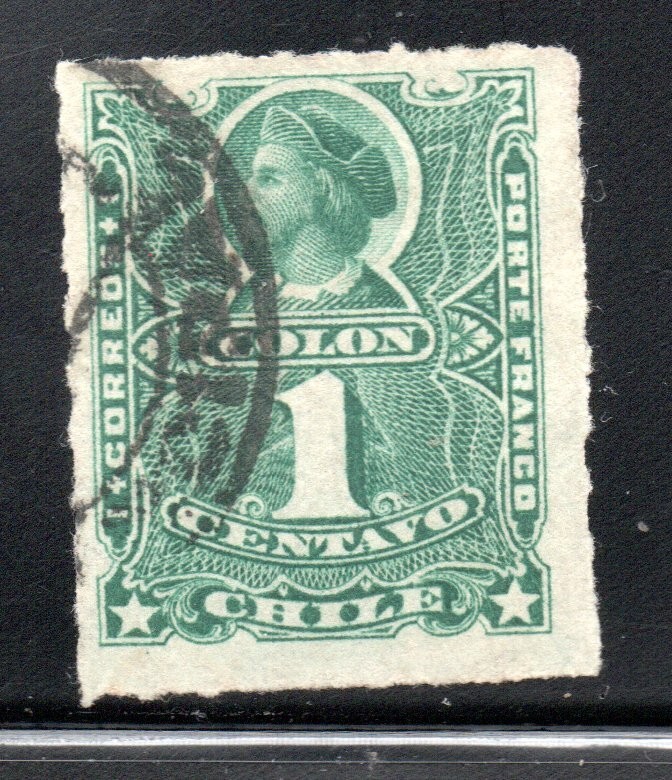 CHILE,  COLON RULETEADO, MATASELLOS LIMA PRINCIPAL, GUERRA DEL PACIFICO (GDP-11)