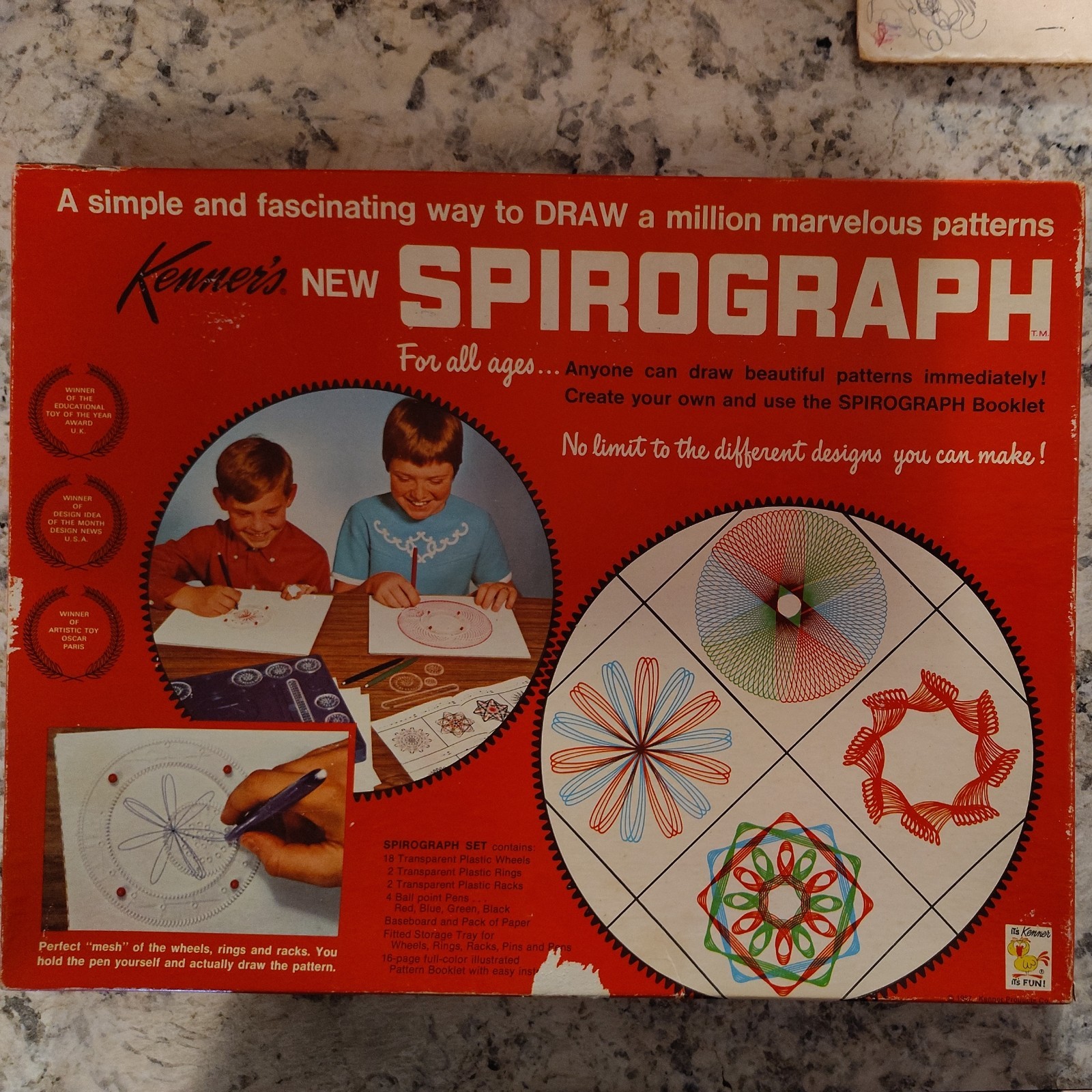 Kenner Spirograph Drawing Toy Set with Box and Accessories