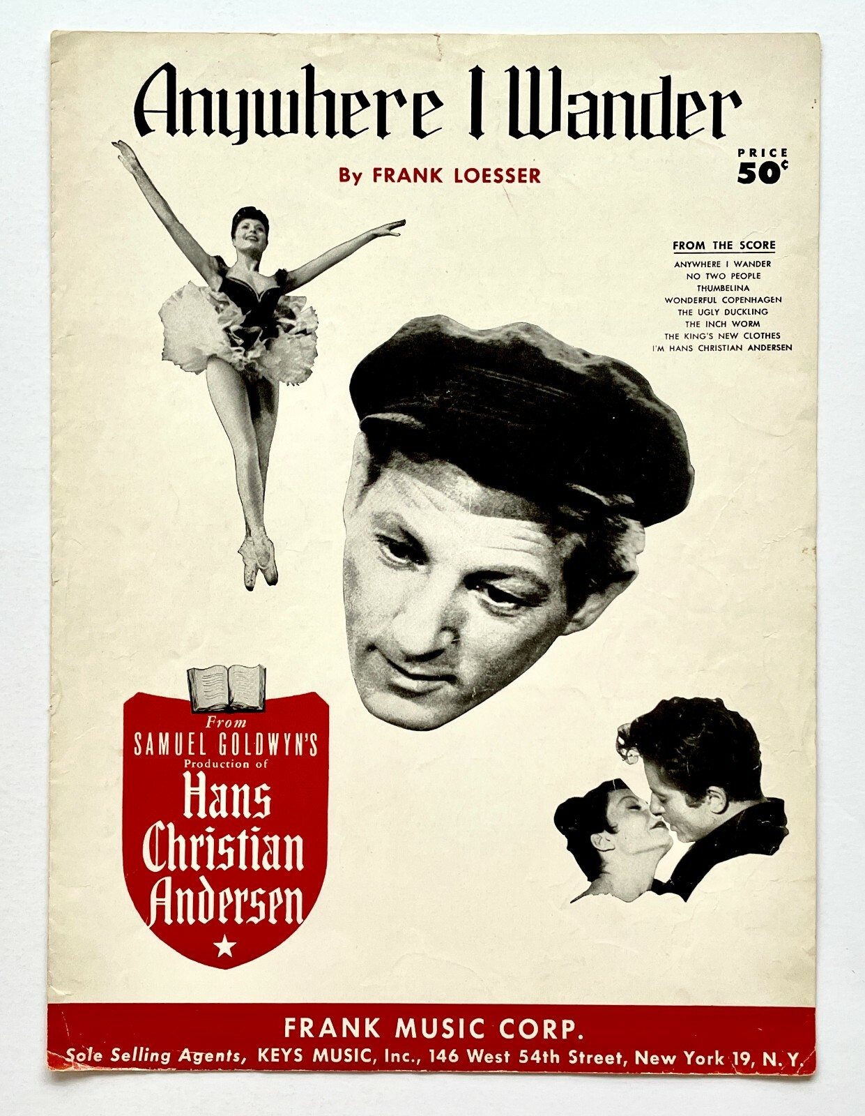 1951 Anywhere I Wander Hans Christian Andersen Vintage Sheet Music Piano Loesser