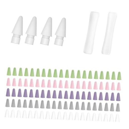 100pcs Silicone Nib Sleeves，4pcs Mixed color 100 pcs+4 tips+2 Pencil case