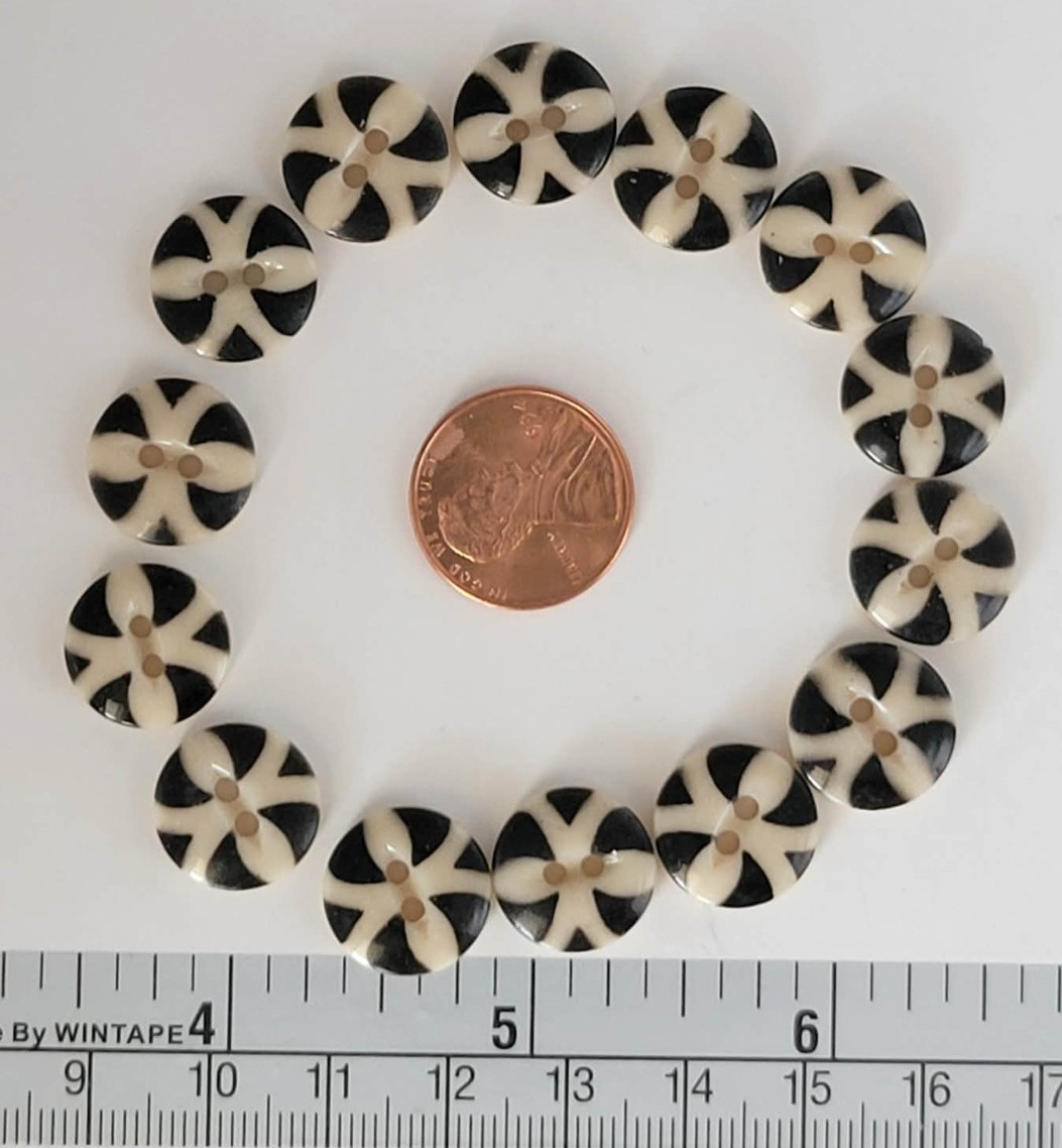 14 ANTIQUE #28 CHINA STENCIL buttons--BLACK-- MEDIUM