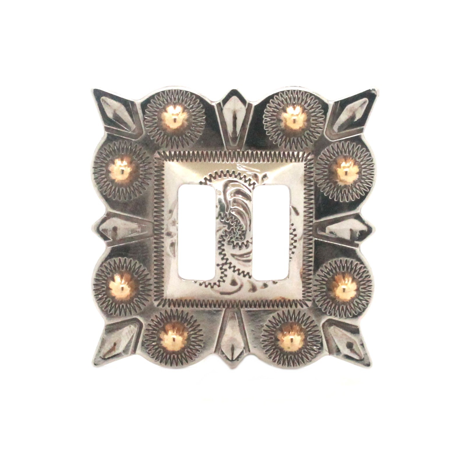 Slotted Square Berry Pointed Silver Rose Gold Concho 1" 2866-60