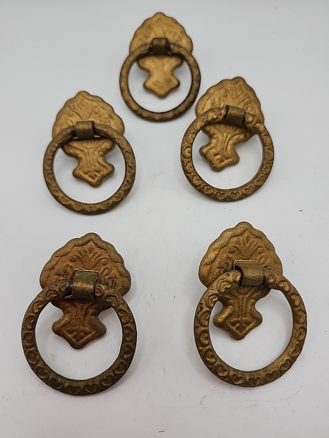 5 Antique Vintage Victorian Cast Bronze Decorative Drawer Pull Loop Handles JK