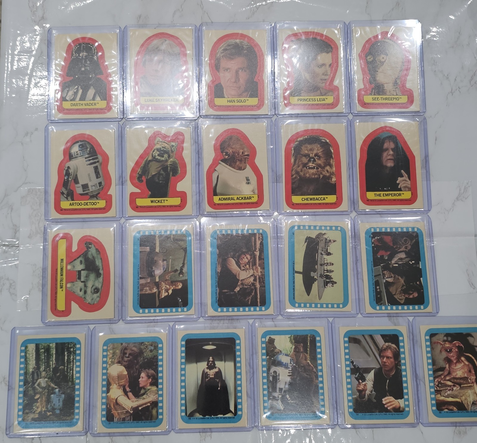 Star Wars Return Of Jedi Card Set 22 Sticker Lot Topps Series 2 ROTJ Leia Vader