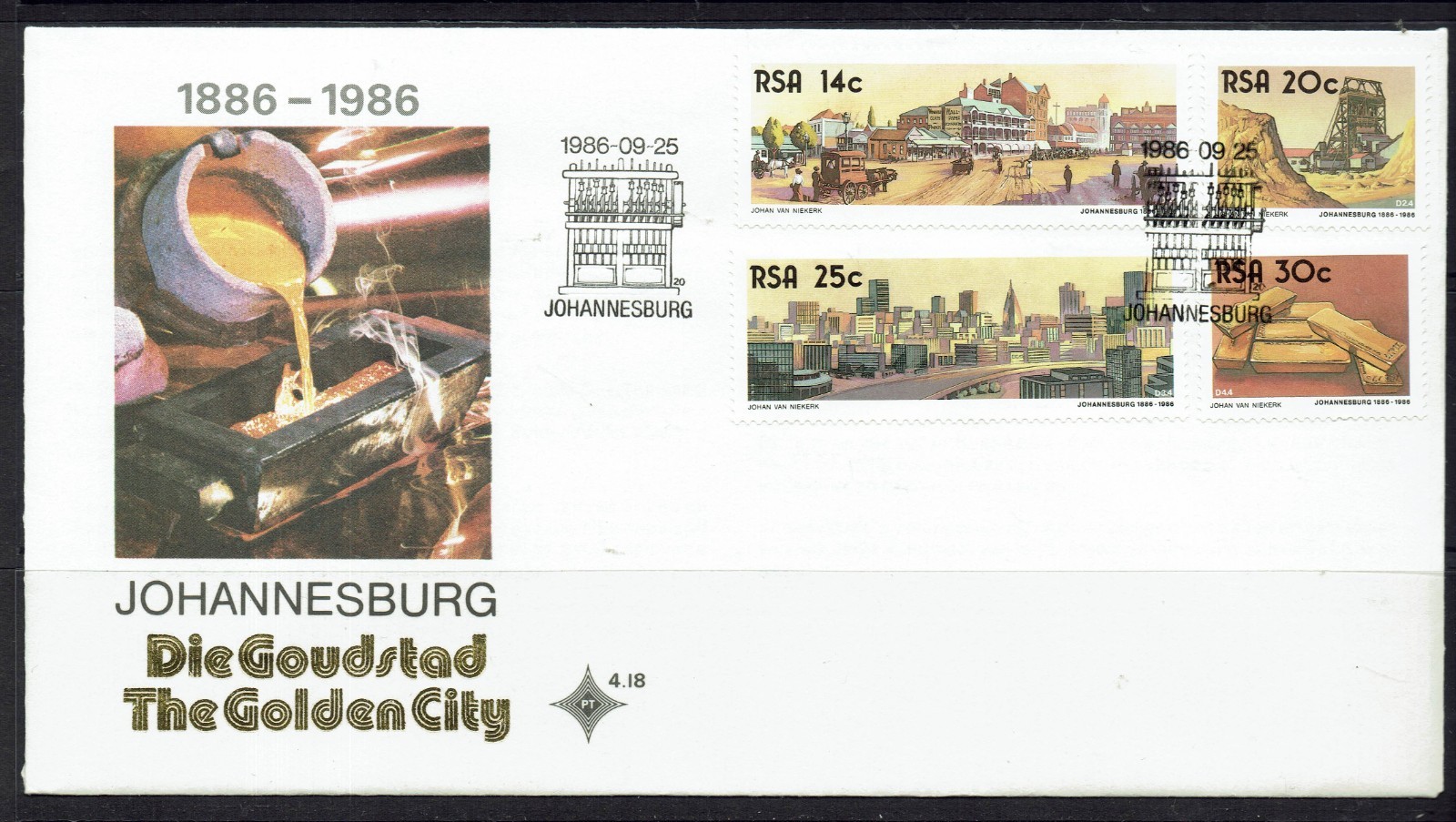 RSA 1986 CENTENARY OF JOHANNESBURG FDC - LC14