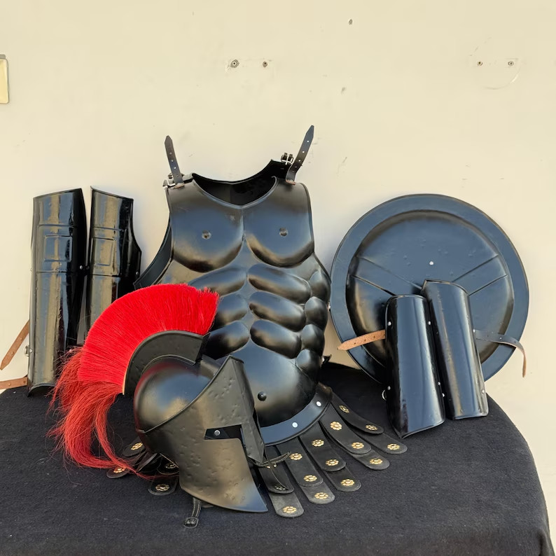 Black 300 Spartan Warrior Costume King Leonidas Inspire Armor Roleplay & Display