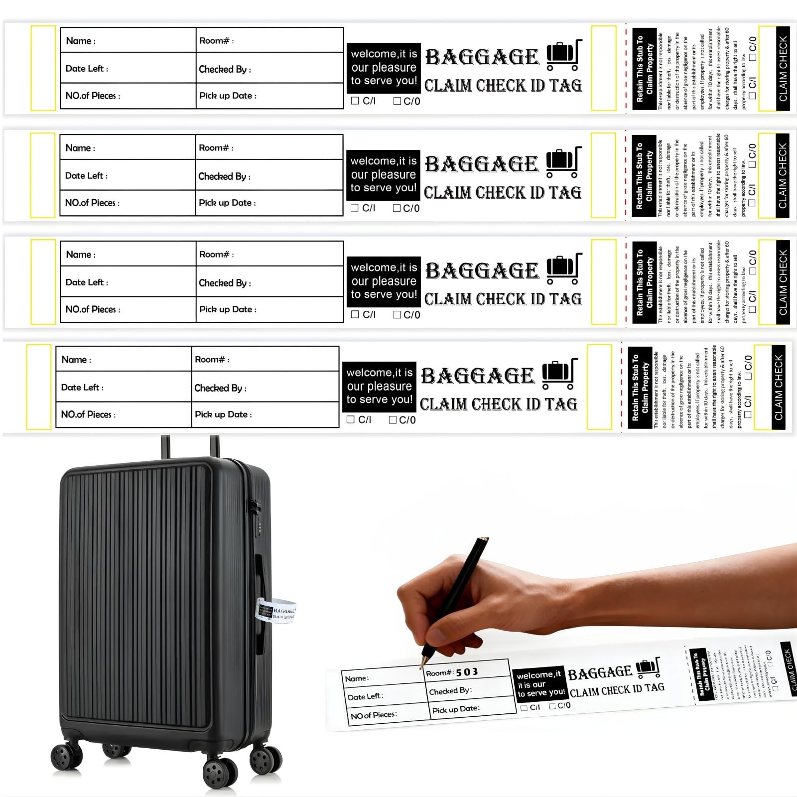 1000 Pcs White Luggage Tags For Suitcases Hotels Baggage Claim Check Transfer