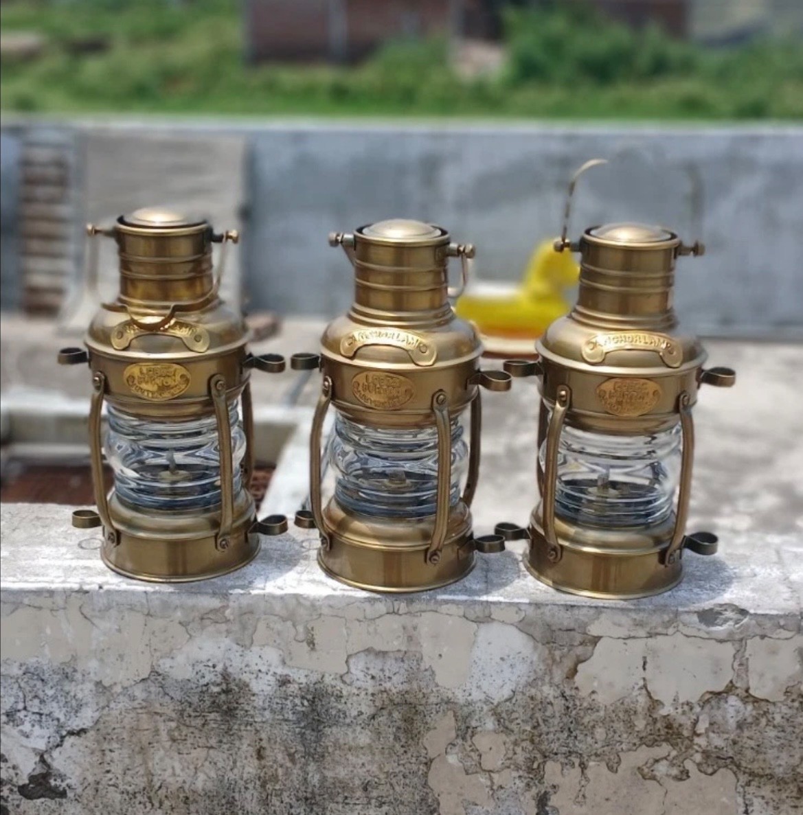 "3x Vintage Nautical Ship Lantern Oil Lamp Maritime Brass Lighthouse Light Decor