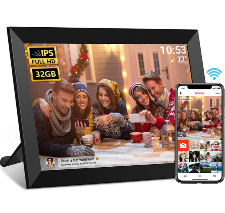 32GB FRAMEO 10.1 Inch Smart WiFi Digital Photo Frame 1280x800 IPS LCD Touch S...