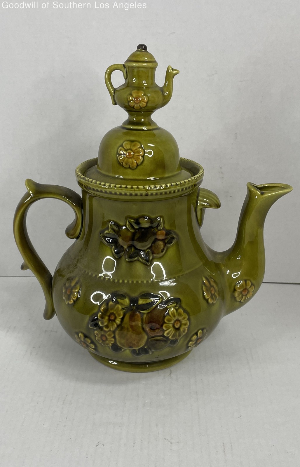 Vintage Ceramic Cookie Jar Shaped Teapot Fruitopia Los Angles Potteries 1966