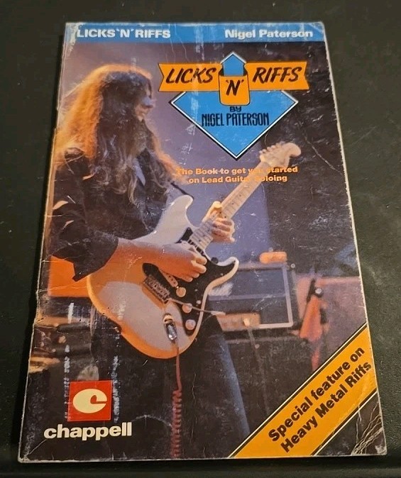 Vintage "Licks 'N' Riffs" instructional guitar book by Nigel Paterson. Rare