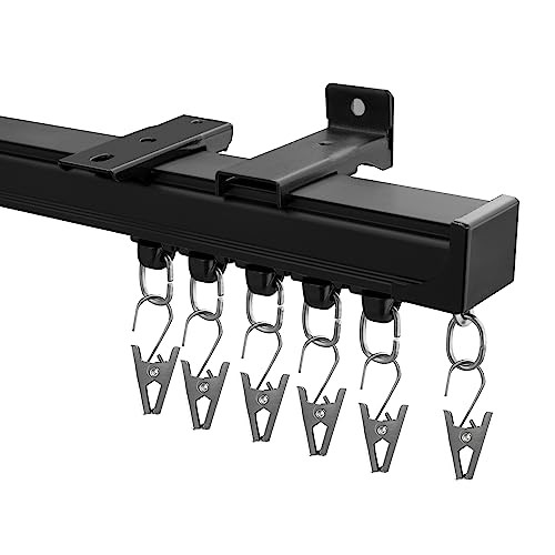 Curtain Track,Ceiling Curtain Track,Wall Mount Curtains 9 FT Black Track