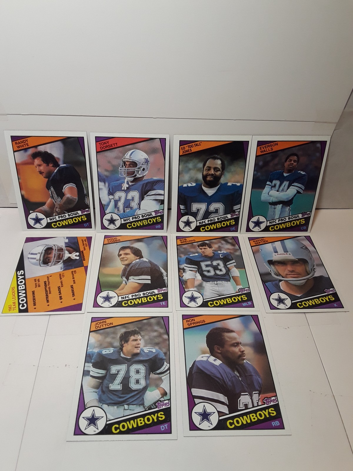 Lot of 10 1984 Topps Football Dallas Cowboys Cosbie/Jones/Dorsett Etc