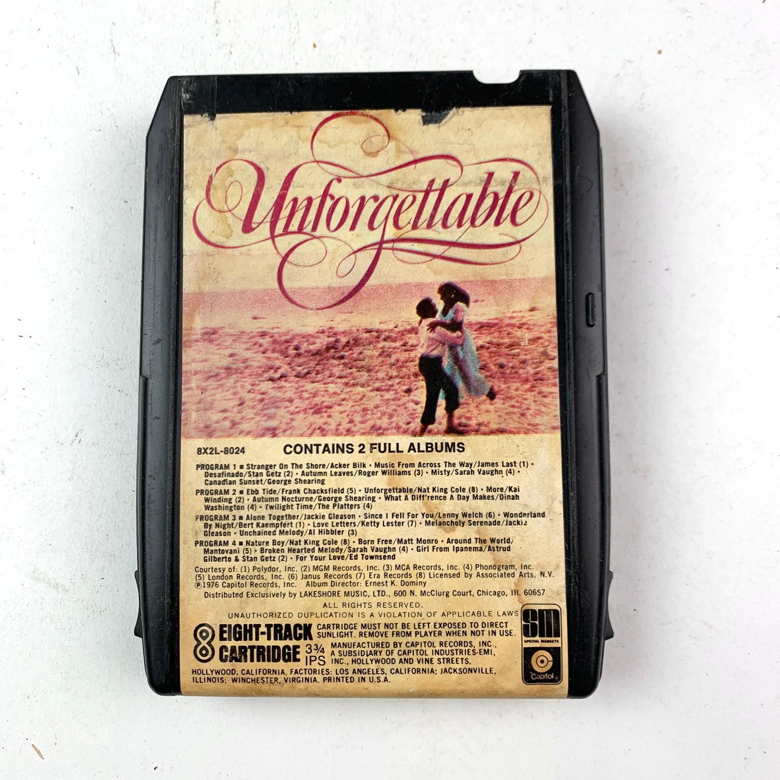 Various Unforgettable 8-Track Cartridge 1975 2 Full Albums Easy Listening