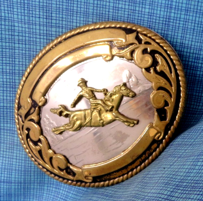 Cowboy Buckin Horse Belt Buckle Western Trophy German Silver Tony Lama