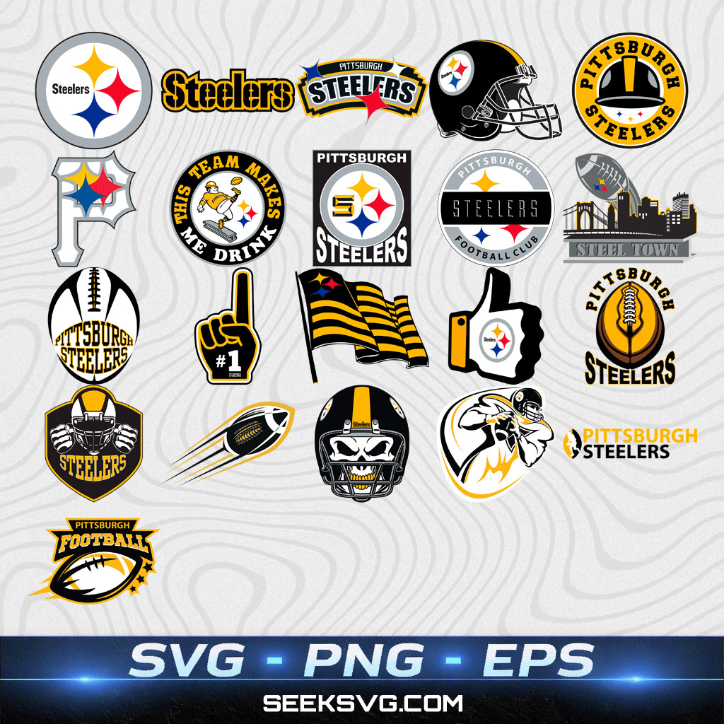 Pittsburgh Steelers SVG Bundle – 21 Football Logos, Steelers, Helmets & Fan Grap
