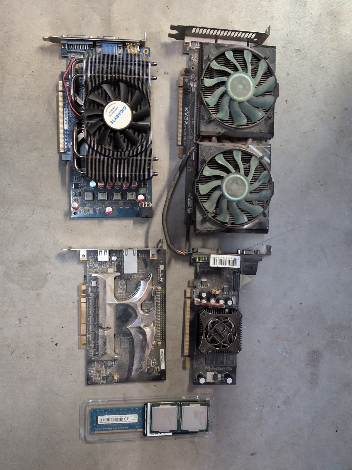 Vintage PC Parts Lot PCIe Graphics Cards RAM Network Card CPU GPU 