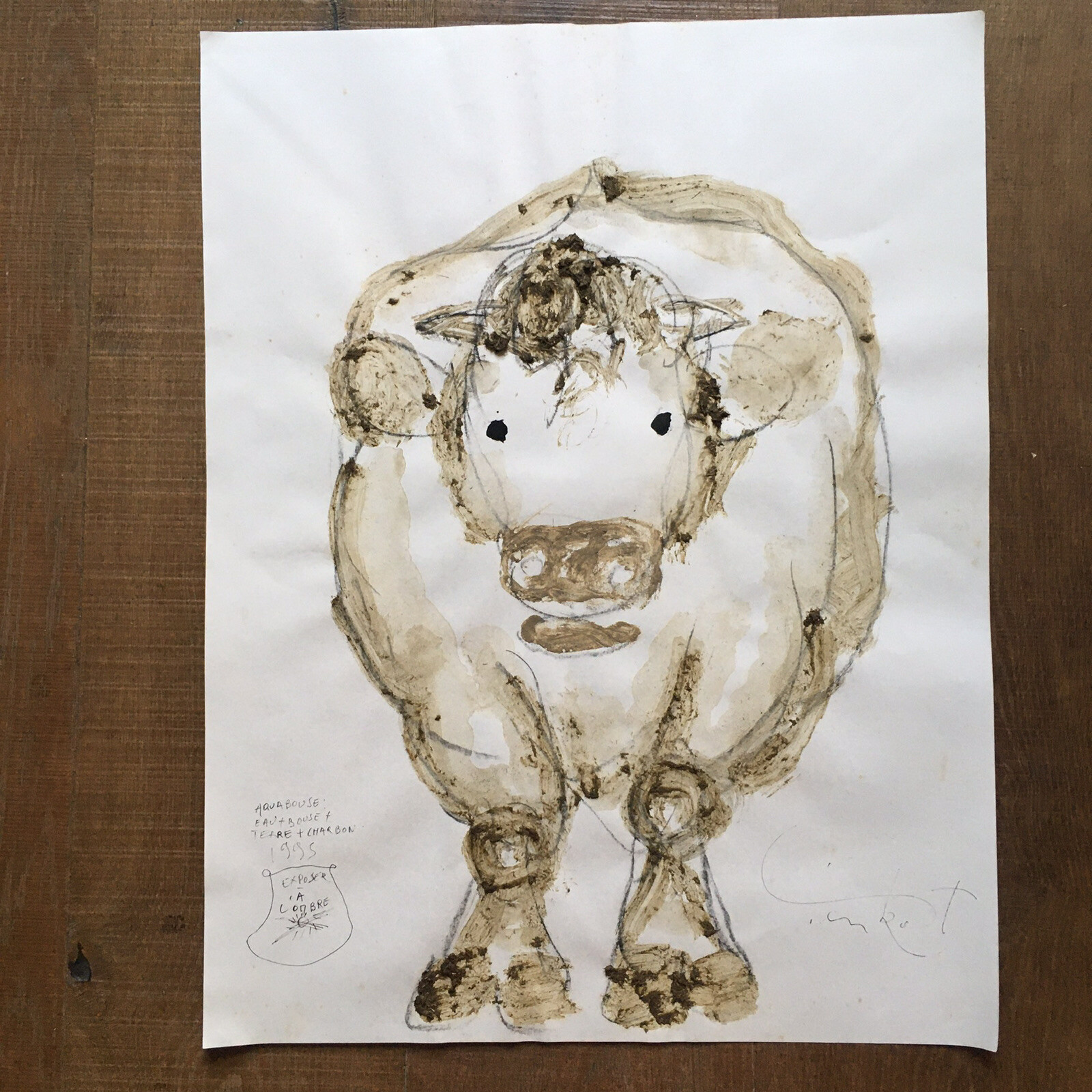 Very Beautiful Drawing Painting Watercolor Paper Cow Bull 1995 Aquabouse