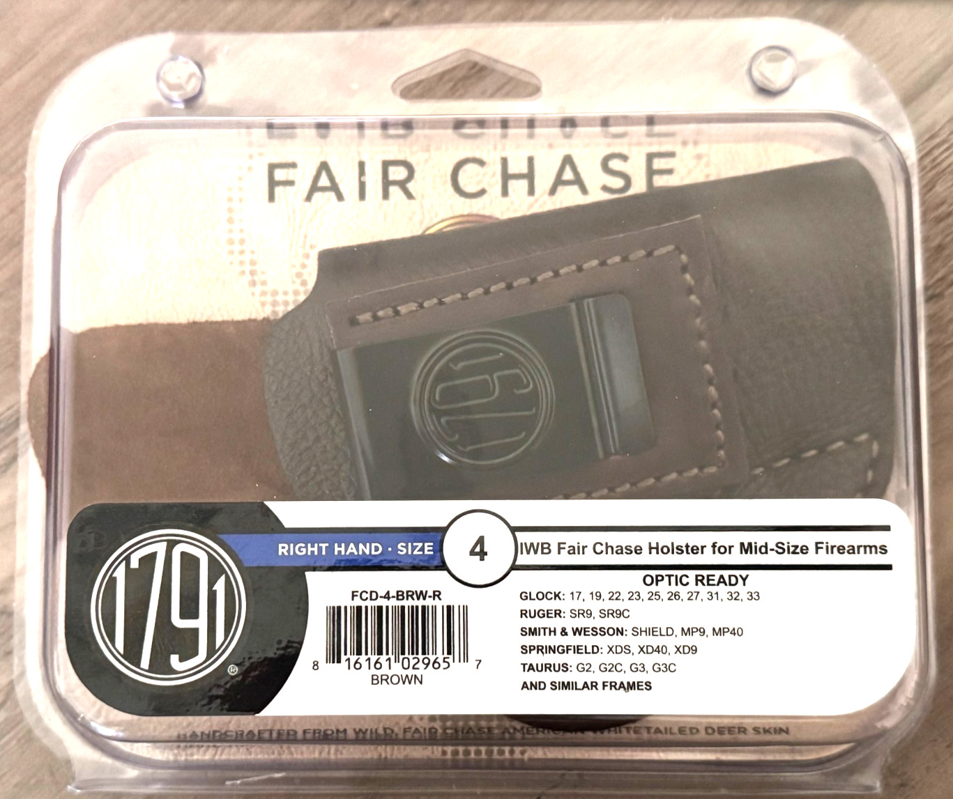 1791 Fair Chase IWB Leather Holster Size 4 - FCD-4-BRW-R