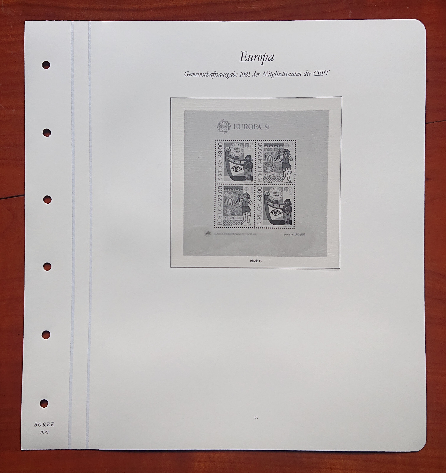 Form Sheet Europe Community Edition 1981 Member States CEPT Portugal