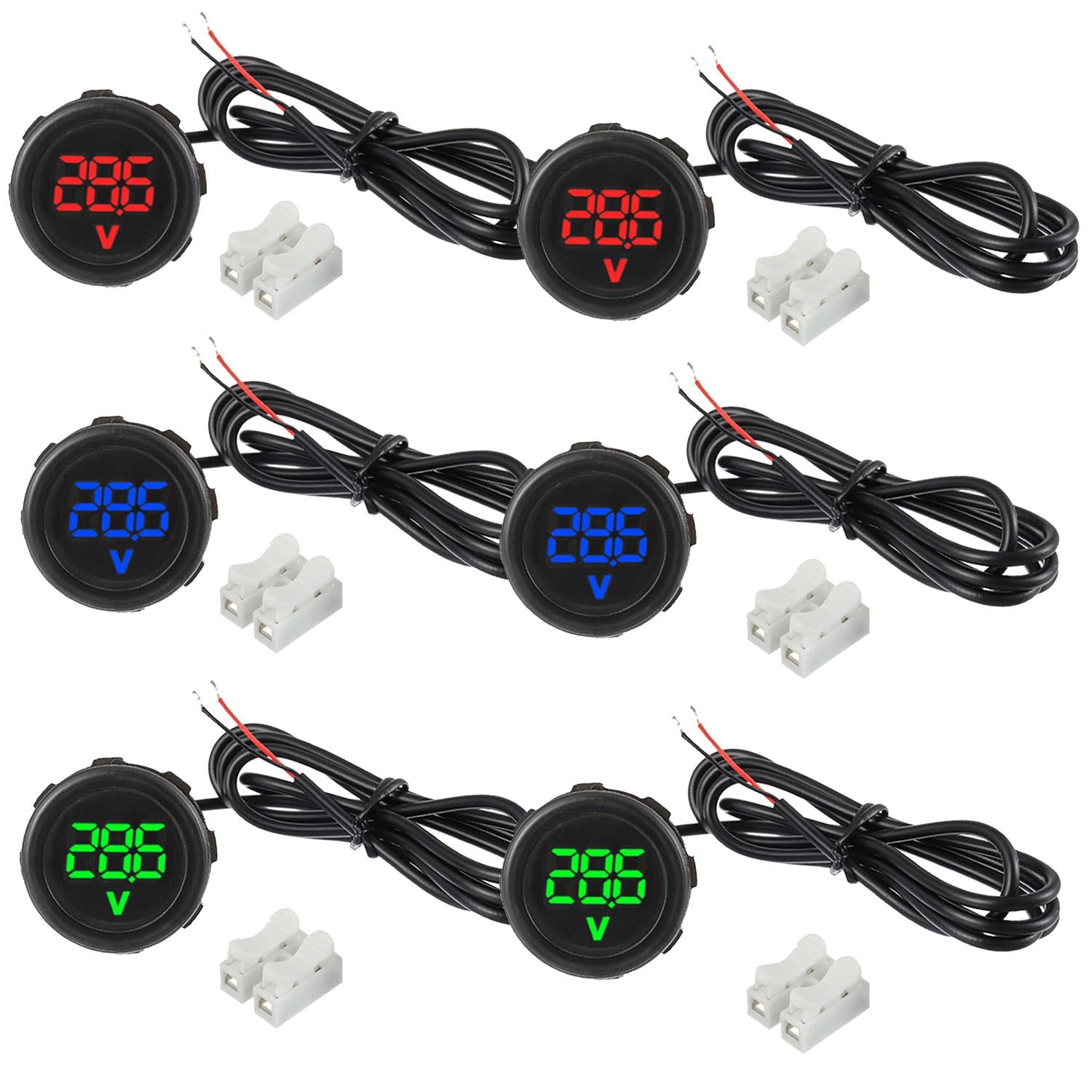 JAMHER 6x Waterproof DC 4-100V Voltmeter Gauge Car Voltage LED Digital Display