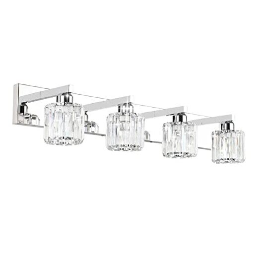  Crystal Bathroom Vanity Light Modern Vanity Lighting 32 inch Chrome (Round)