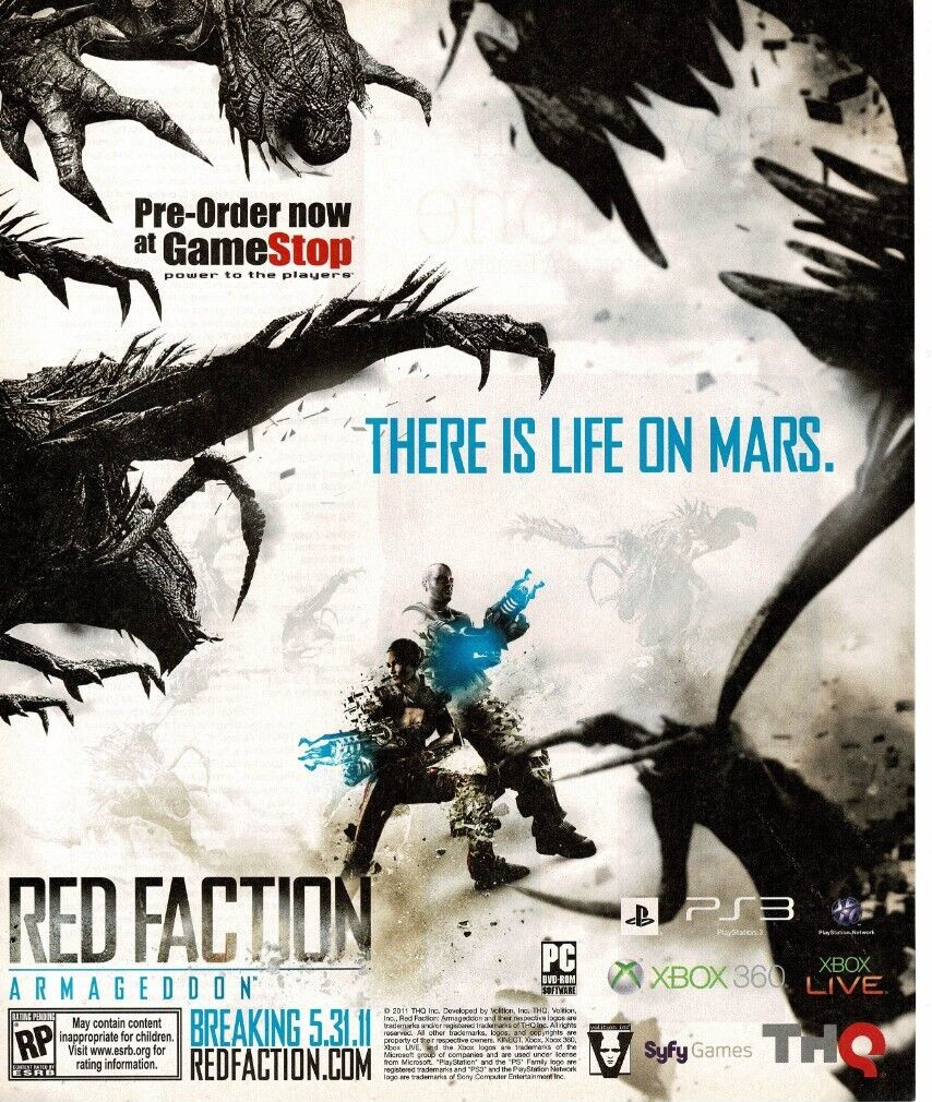 2011 Red Faction Armageddon Video Game Vintage Print Ad
