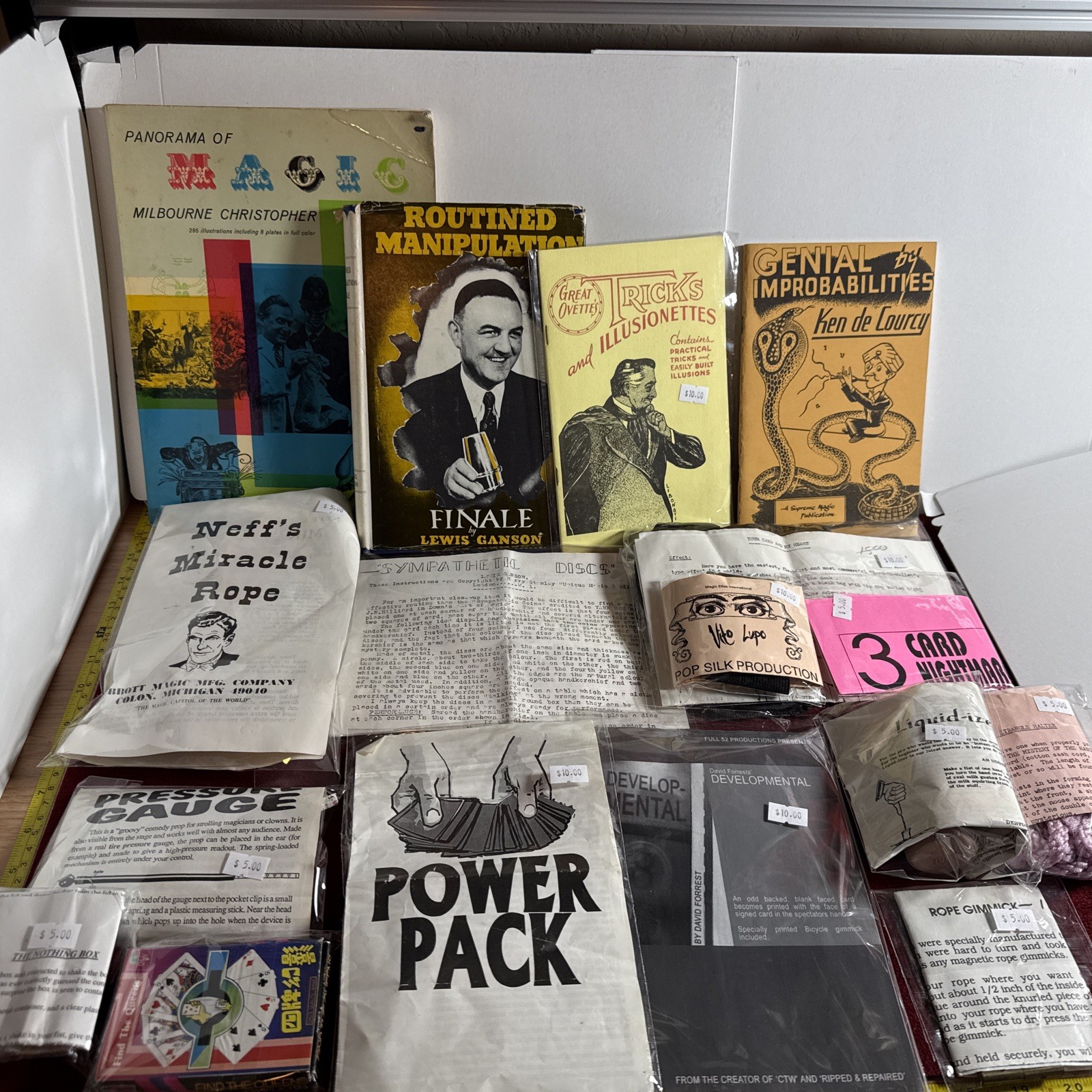 Large Lot Of Magic Close-up Parlor Cards Ropes Money VNTG Mind Reading Lot B