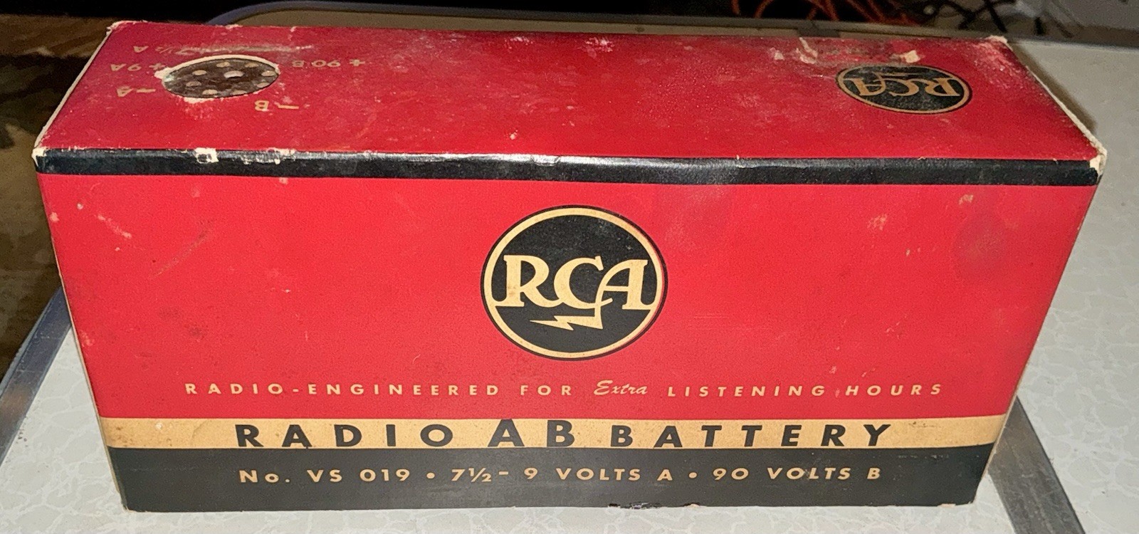 Vintage RCA Radio Battery No. VS 019 71/2-9 Volts A 90 Volts B DISPLAY ONLY