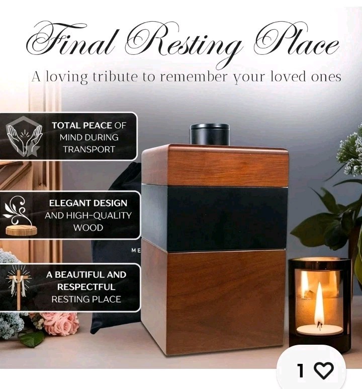 Wooden Cremation Urns for Human Ashes Adult Black Urn, Decorative Urns for As...